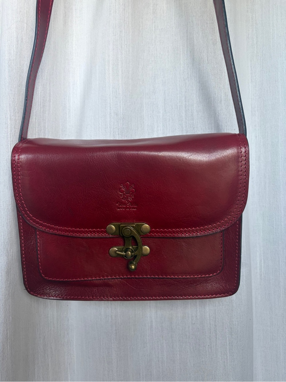 Italian leather Fall/ Autumn Crossbody bag. Red for Protection, Power, & Desire.